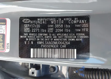 2021 Hyundai Elantra Sel z USA, uszkodzony, nr VIN KMHLS4AG5MU064264